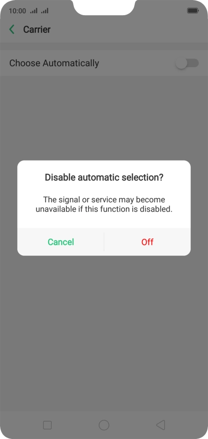Press Off and your phone will search for networks. Press Off and your phone will search for networks.