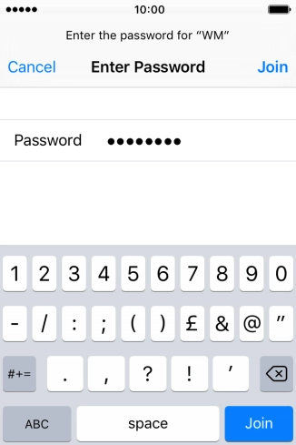 Key in the password for the Wi-Fi network and press Join. Key in the password for the Wi-Fi network and press Join.