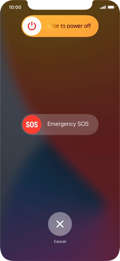 Press and drag the power off icon right. Press and drag the power off icon right.