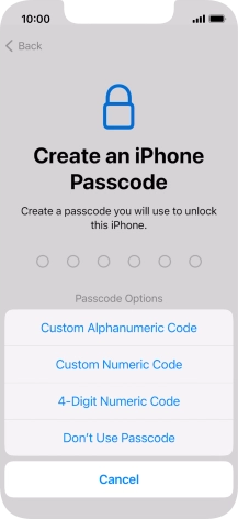 Follow the instructions on the screen to turn on use of phone lock code or press Don't Use Passcode. Follow the instructions on the screen to turn on use of phone lock code or press Don't Use Passcode.