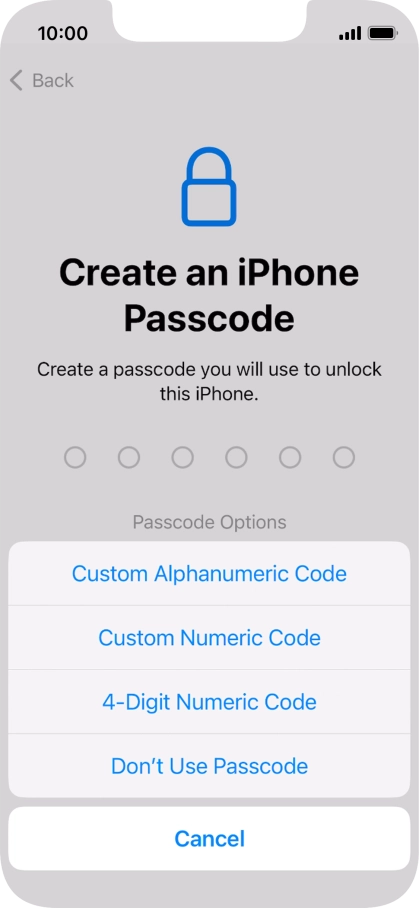 Follow the instructions on the screen to turn on use of phone lock code or press Don't Use Passcode. Follow the instructions on the screen to turn on use of phone lock code or press Don't Use Passcode.