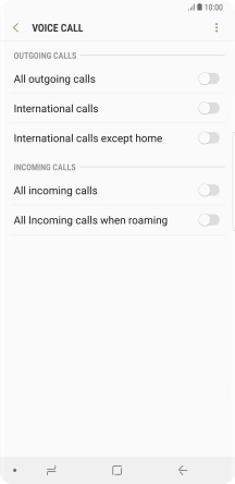 Press the indicator next to the required barring type. Press the indicator next to the required barring type.