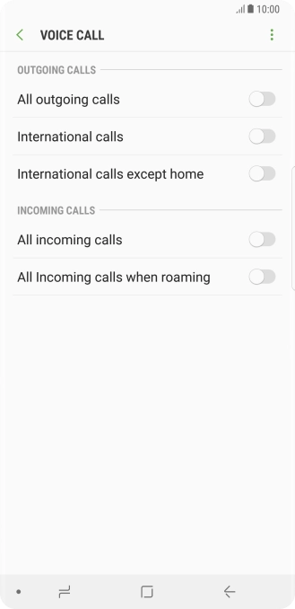 Press the indicator next to the required barring type. Press the indicator next to the required barring type.