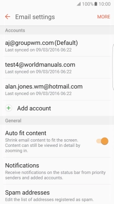 Press the required email account. Press the required email account.