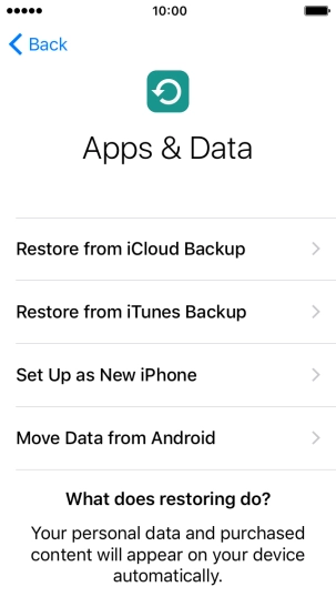 Press Restore from iCloud Backup. Press Restore from iCloud Backup.