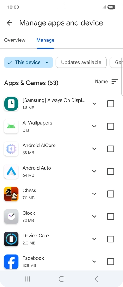 Press the required app. Press the required app.