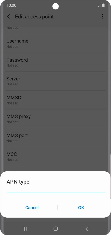 Key in default and press OK. Key in default and press OK.