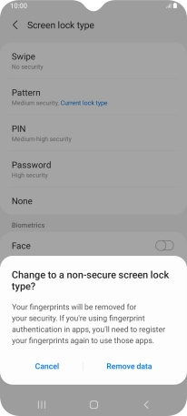Press Remove data. Press Remove data.