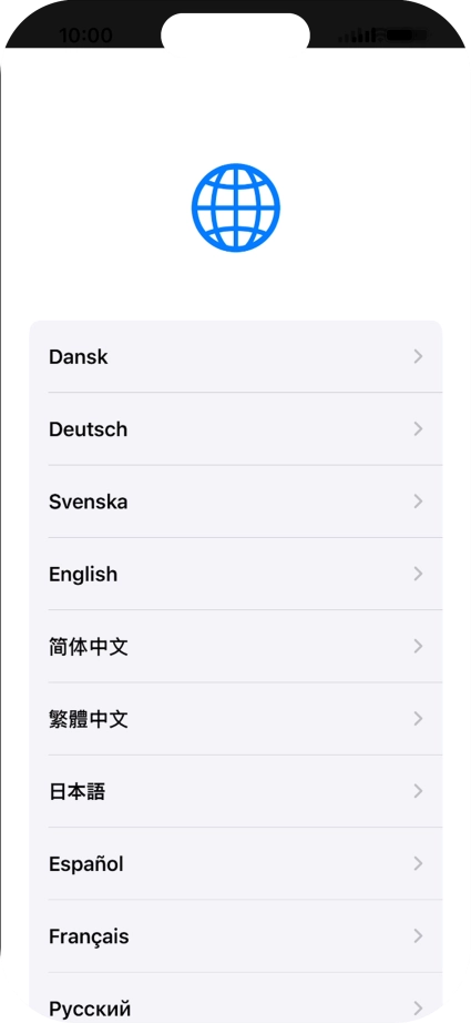 Press the required language. Press the required language.