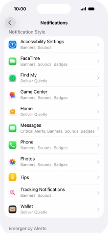 Press the required application. Press the required application.