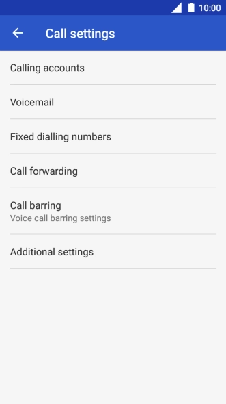 Press Call barring. Press Call barring.