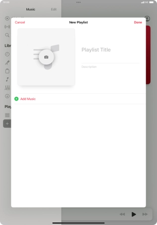 Press the text input field and key in a name for the playlist. Press the text input field and key in a name for the playlist.