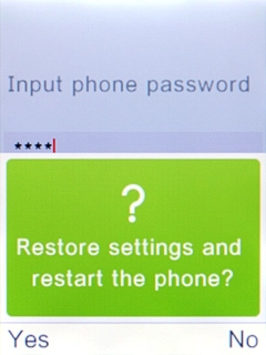 Press the Left selection key to confirm. Wait a moment while the factory default settings are restored.
Follow the instructions on the screen to set up your phone and prepare it for use. Press the Left selection key to confirm. Wait a moment while the factory default settings are restored.
Follow the instructions on the screen to set up your phone and prepare it for use.