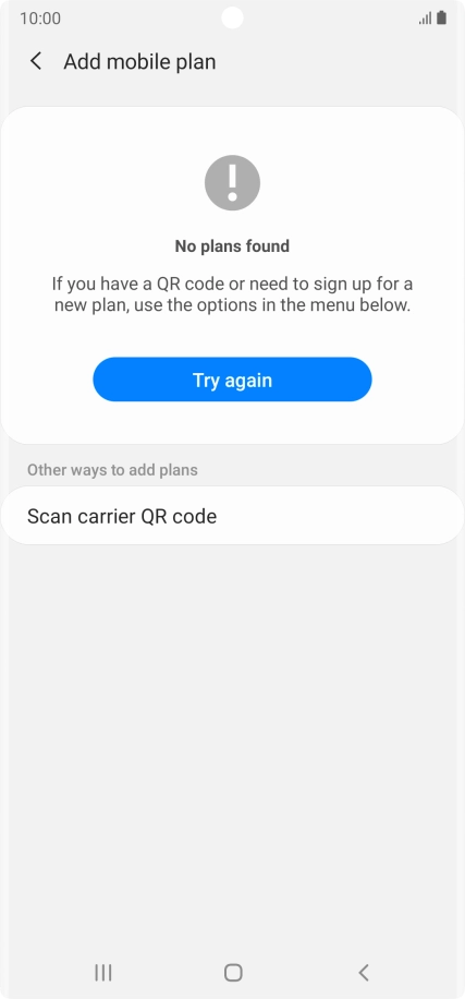 Press Scan carrier QR code. Press Scan carrier QR code.