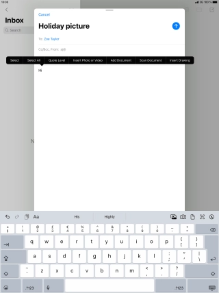 Press Insert Photo or Video and follow the instructions on the screen to attach a picture or a video clip. Press Insert Photo or Video and follow the instructions on the screen to attach a picture or a video clip.