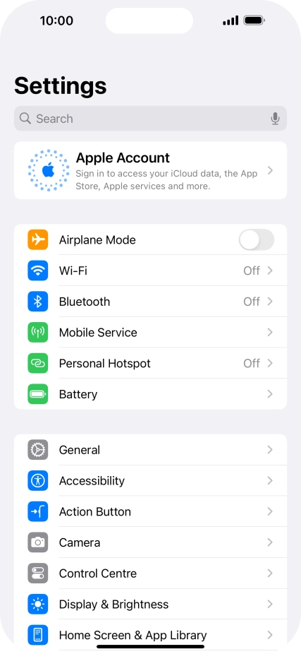 Press Apple Account. Press Apple Account.