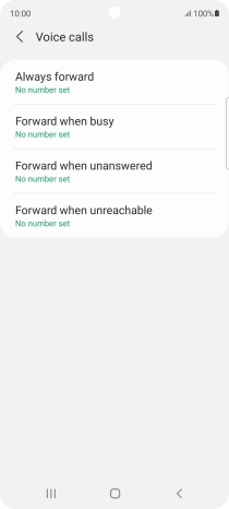 Press the required divert type. Press the required divert type.