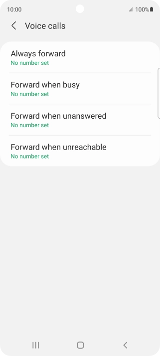 Press the required divert type. Press the required divert type.