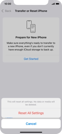 Press Reset All Settings. Press Reset All Settings.