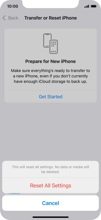 Press Reset All Settings. Press Reset All Settings.
