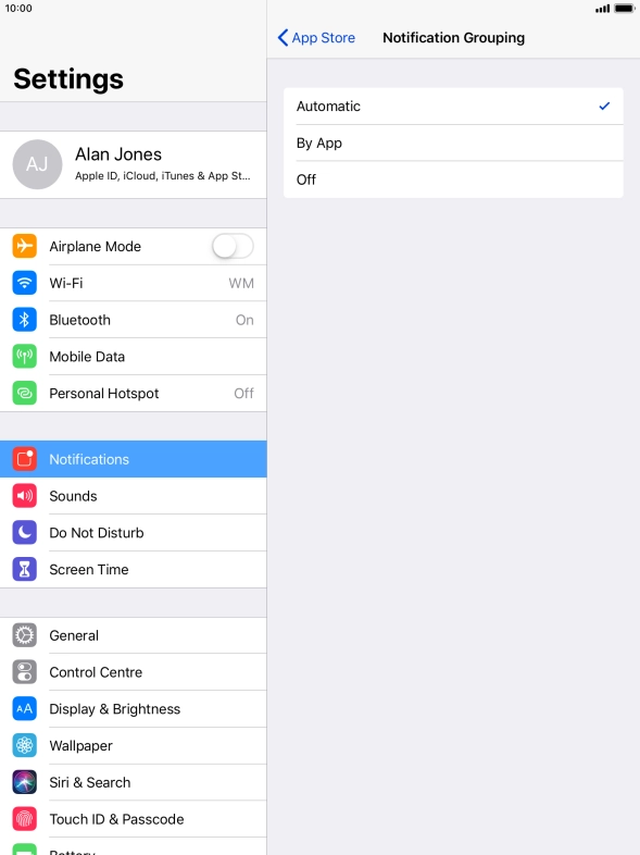 Press the required setting. Press the required setting.