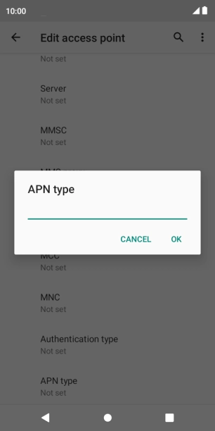 Key in default and press OK. Key in default and press OK.