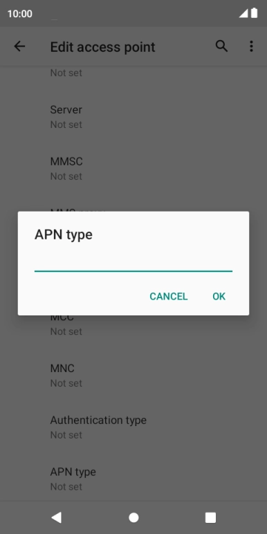 Key in default and press OK. Key in default and press OK.