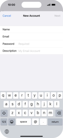 Press Password and key in the password for your email account. Press Password and key in the password for your email account.