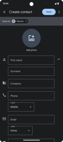 Press First name and key in the required first name. Press First name and key in the required first name.