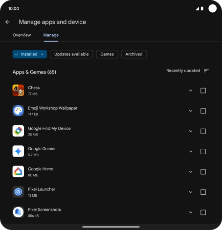 Press the required app. Press the required app.