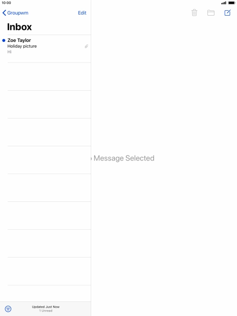 Press the new email message icon. Press the new email message icon.