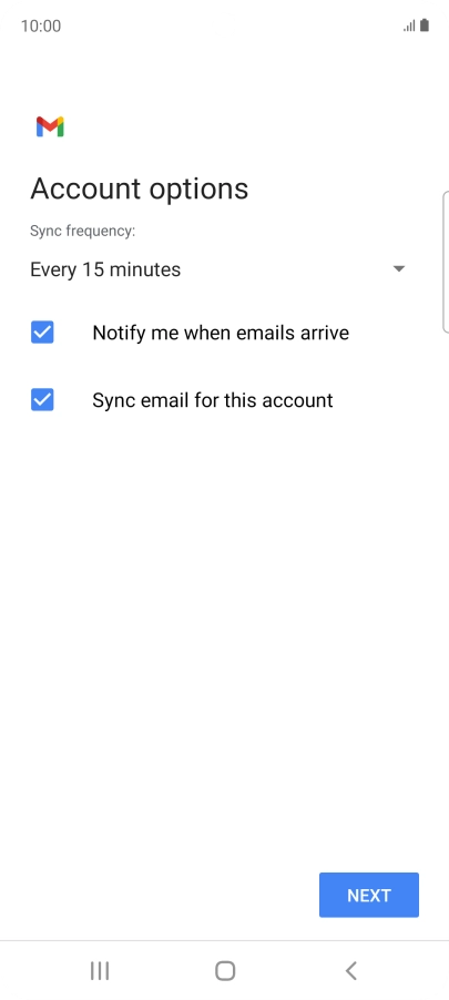 If this screen is displayed, you email account has been recognised and set up automatically. Follow the instructions on the screen to key in more information and finish setting up your phone. If this screen is displayed, you email account has been recognised and set up automatically. Follow the instructions on the screen to key in more information and finish setting up your phone.