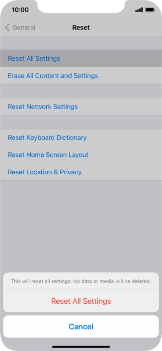 Press Reset All Settings. Press Reset All Settings.