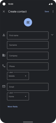 Press First name and key in the required first name. Press First name and key in the required first name.