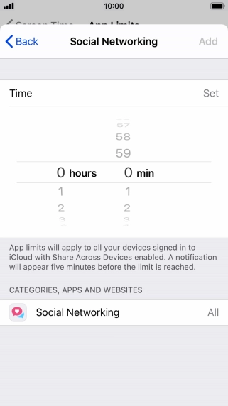 Set the required time limit for use of the selected category. Set the required time limit for use of the selected category.