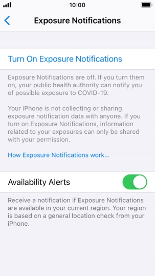 Press Turn On Exposure Notifications. Press Turn On Exposure Notifications.