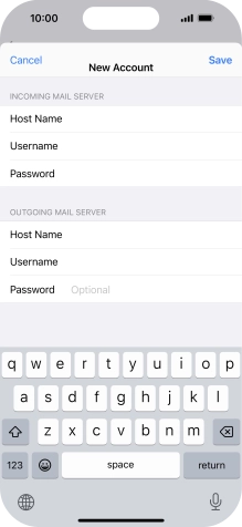 Press Password and key in the password for your email account. Please note that if you're using Vodafone's outgoing server, leave the password field empty. Press Password and key in the password for your email account. Please note that if you're using Vodafone's outgoing server, leave the password field empty.