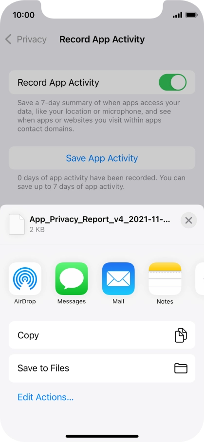 Press the required setting and follow the instructions on the screen to share or save the app activity report. Press the required setting and follow the instructions on the screen to share or save the app activity report.