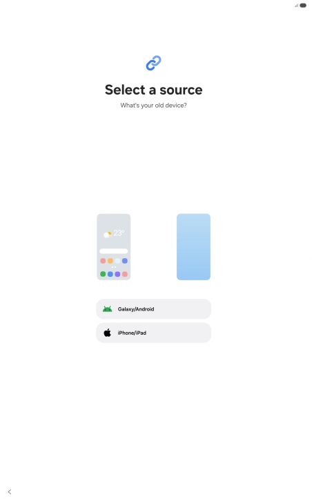 Press the required setting and follow the instructions on the screen to transfer the content from another device. Press the required setting and follow the instructions on the screen to transfer the content from another device.