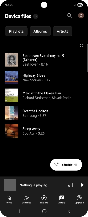 Press the required audio file. Press the required audio file.
