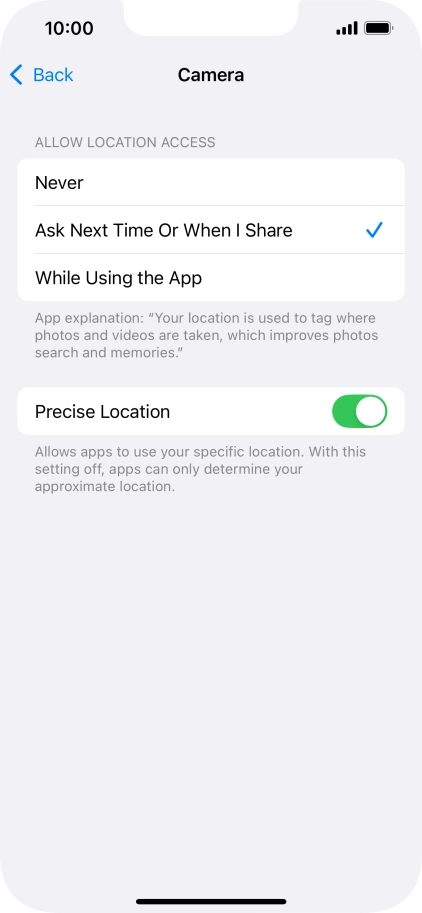 Press the required setting to turn the function on or off. Press the required setting to turn the function on or off.