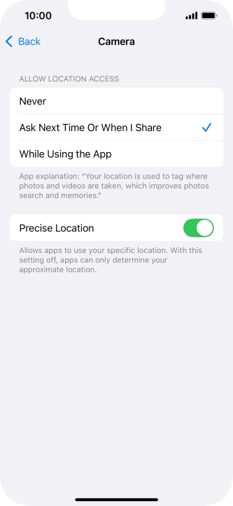 Press the required setting to turn the function on or off. Press the required setting to turn the function on or off.