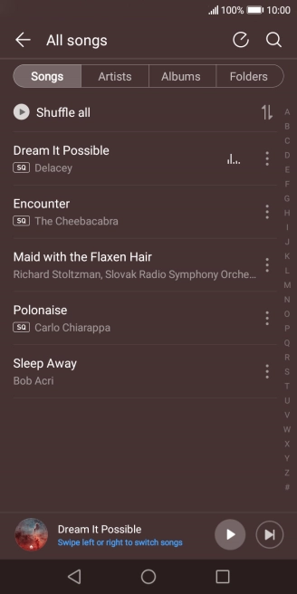 Press the required audio file. Press the required audio file.