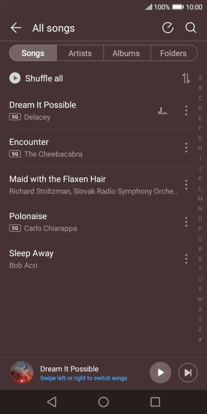 Press the required audio file. Press the required audio file.