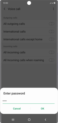 Key in your barring password and press OK. The default barring password is 0000. Key in your barring password and press OK. The default barring password is 0000.