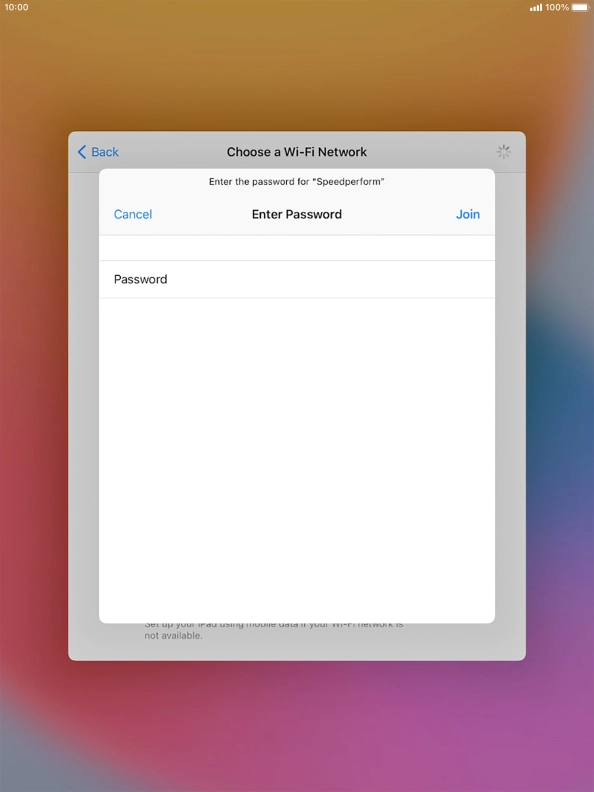 Key in the password for the Wi-Fi network and press Join. Key in the password for the Wi-Fi network and press Join.
