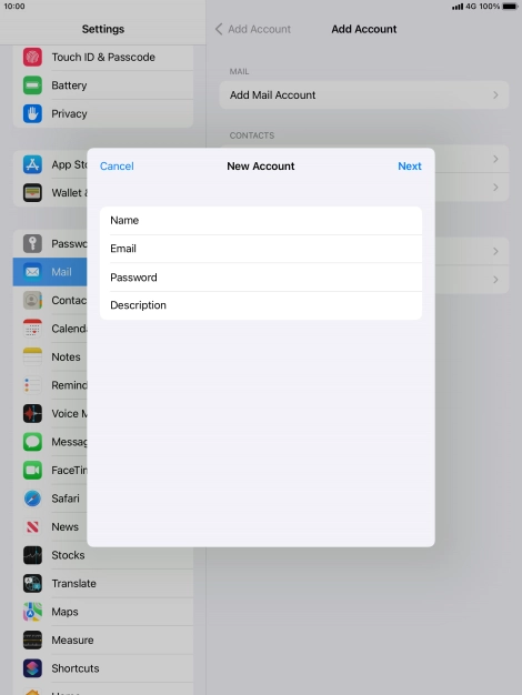 Press Description and key in the required name. Press Description and key in the required name.