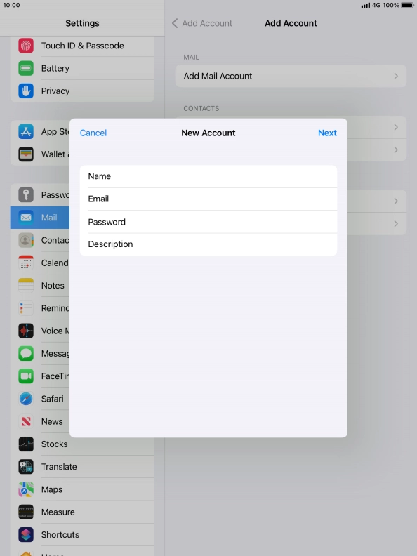 Press Description and key in the required name. Press Description and key in the required name.