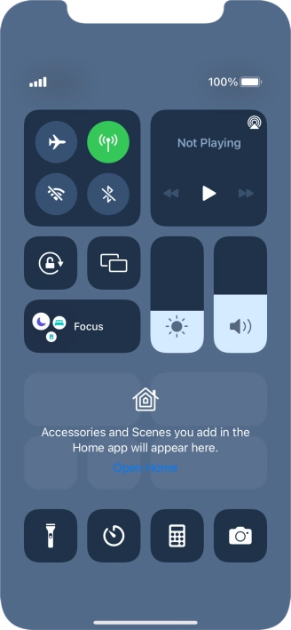 Press the flight mode icon to turn the function on or off. Press the flight mode icon to turn the function on or off.