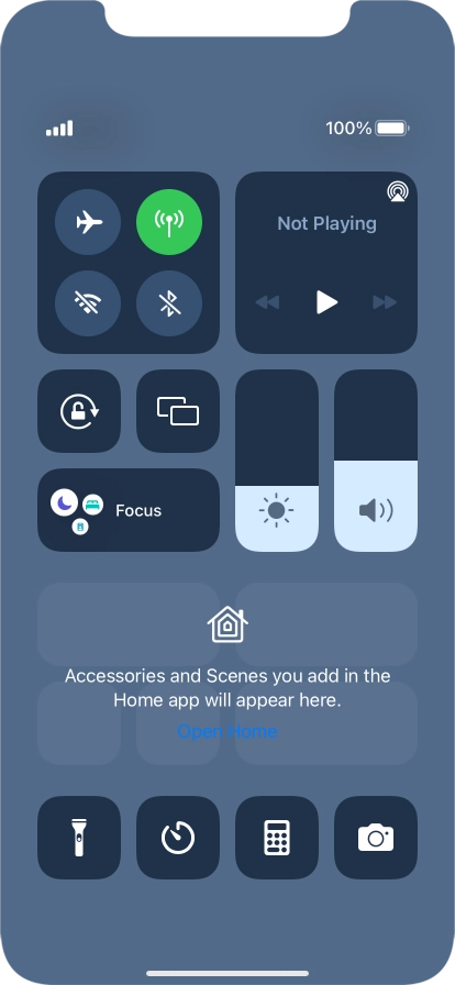 Press the flight mode icon to turn the function on or off. Press the flight mode icon to turn the function on or off.